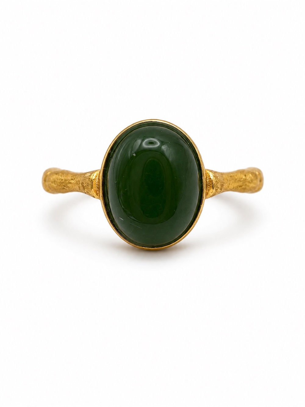 Jade Brushed Gold Ring (#R72)